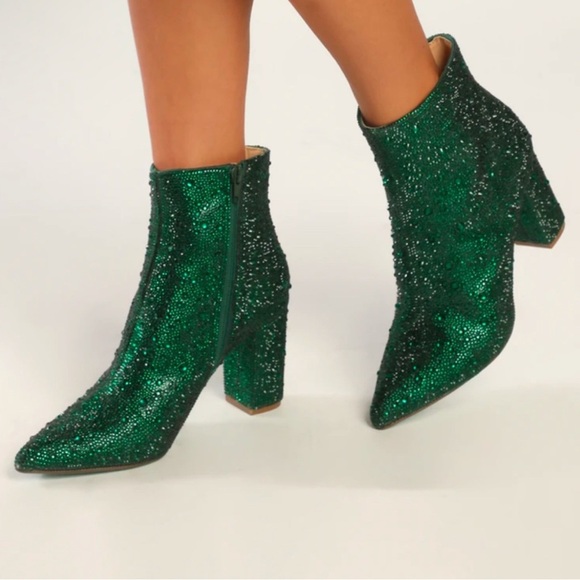 Betsey Johnson Shoes - NWB Betsey Johnson Cady Emerald Rhinestone Ankle Boots.‎ SIZE 5.5